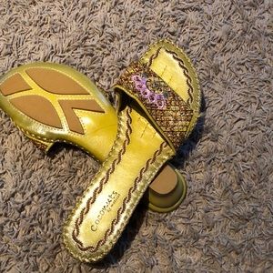 Soft olive green Beaded slide Sandal